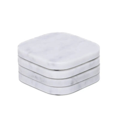 Sous-verres en Marbre Blanc (4 Pièces)