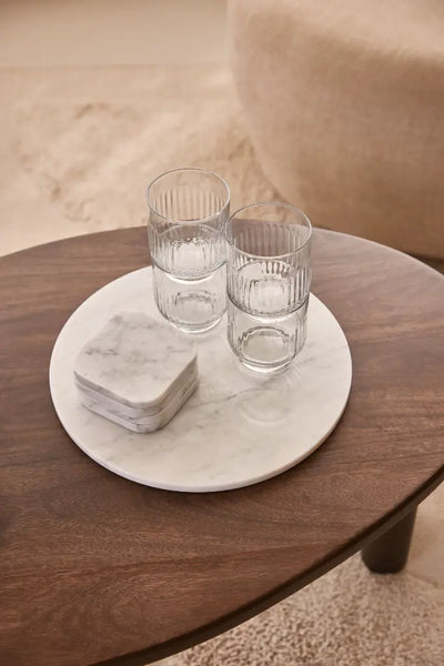 Sous-verres en Marbre Blanc (4 Pièces)