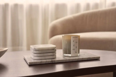 Sous-verres en Marbre Blanc (4 Pièces)