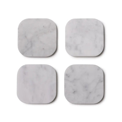 Sous-verres en Marbre Blanc (4 Pièces)