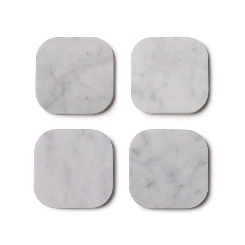 Sous-verres en Marbre Blanc (4 Pièces)