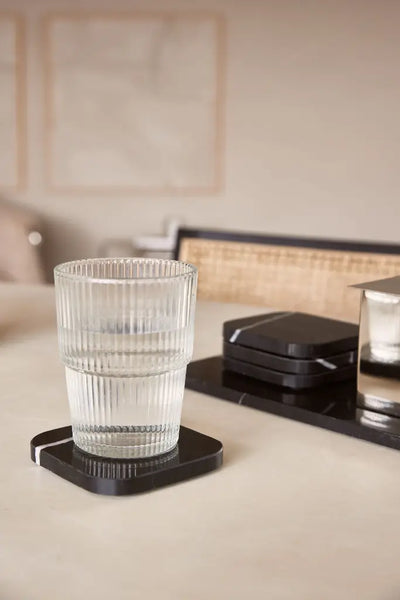 Sous-verres en Marbre Noir (4 Pièces)