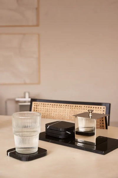 Sous-verres en Marbre Noir (4 Pièces)
