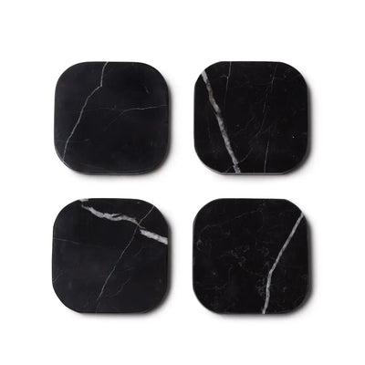 Sous-verres en Marbre Noir (4 Pièces)