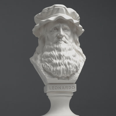 Buste de Léonard de Vinci – Maître de la Renaissance (Statue Blanche)