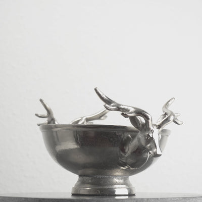 Coupe Centre de Table Argentée avec Poignées Têtes de Cerf