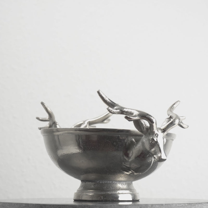Coupe Centre de Table Argentée avec Poignées Têtes de Cerf