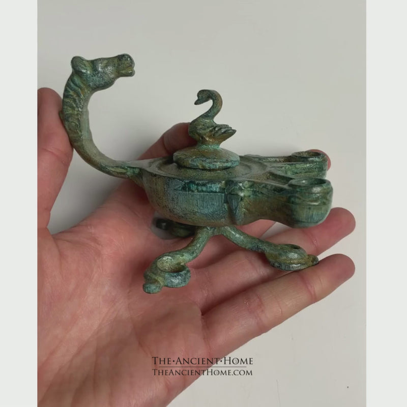 Lampe à huile romain - bronze vert