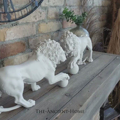 Statue Lions de Médicis en paire - sculpture en marbre