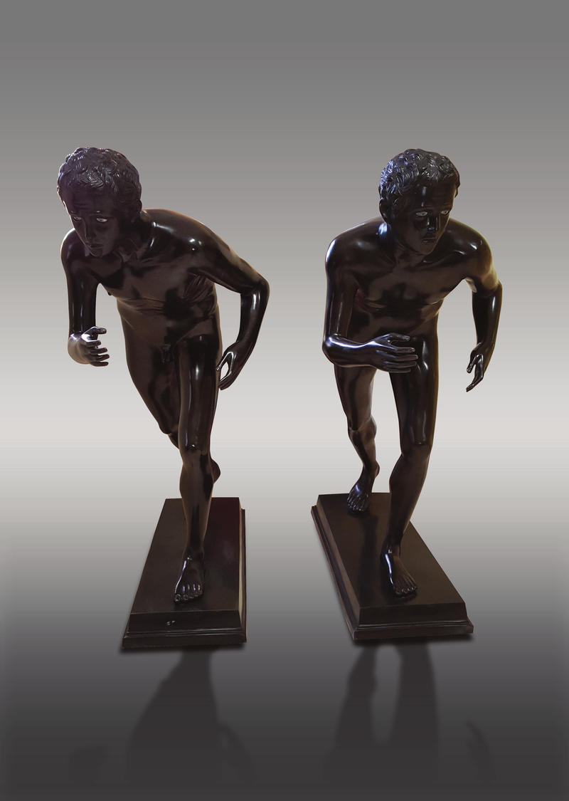 Les coureurs de Pompéi - sculpture en bronze