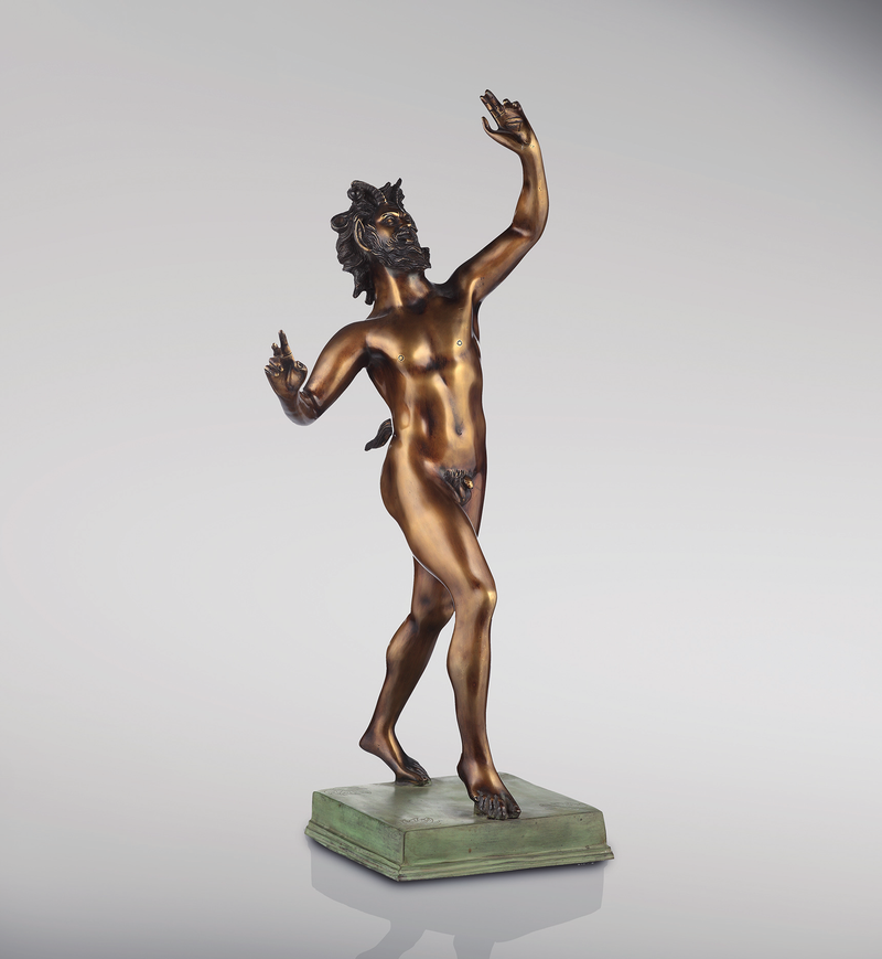 Statue faune dansant de Pompéi (grande) - sculpture en bronze