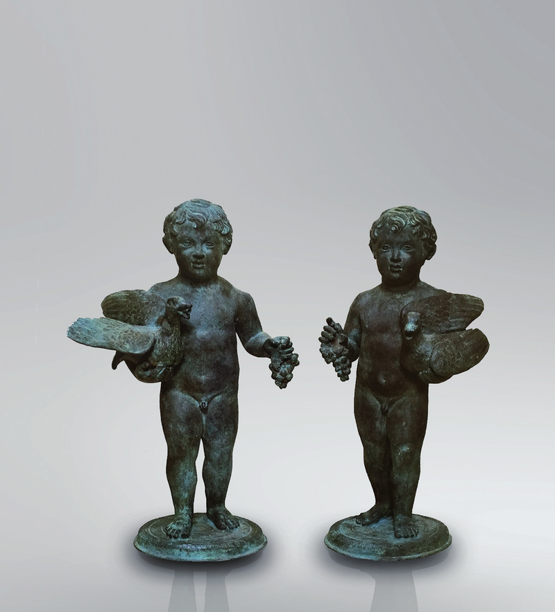 Putti enfants en paire - sculpture en bronze