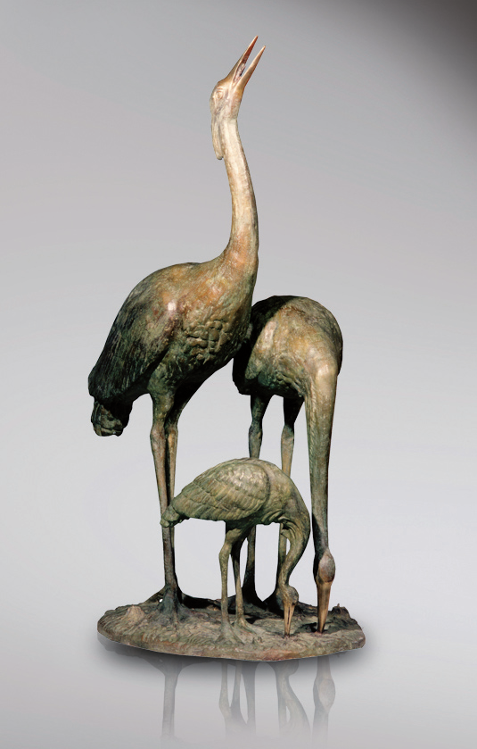 Grand Statue - Groupe des hérons - sculpture en bronze