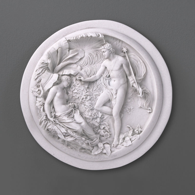 Obéron et Titania - Bas-Relief - sculpture en marbre