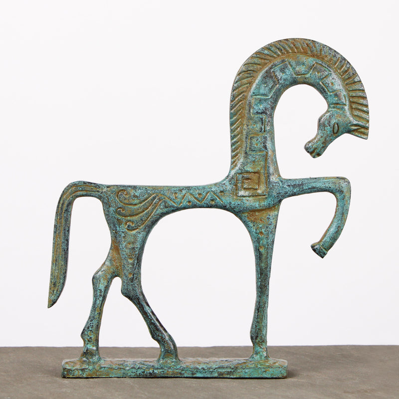 Statue de cheval grec - bronze vert