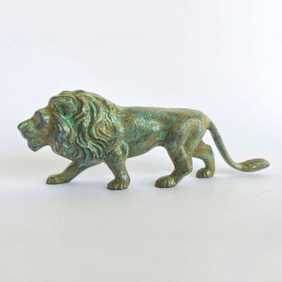 Statuette Lion - bronze vert
