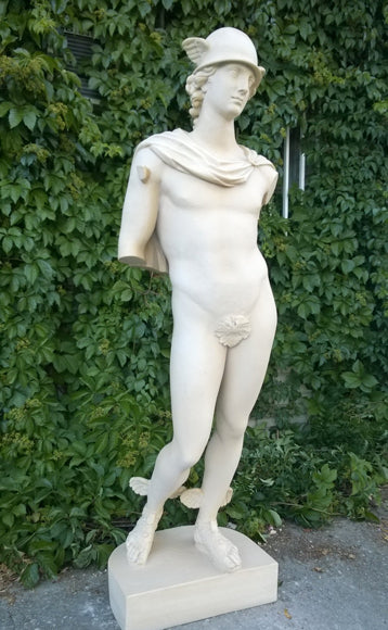 Statue de Mercure - grande sculpture en marbre blanc