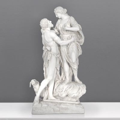 Statue Sélène et Endymion - grande sculpture en marbre blanc