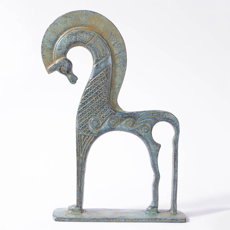 Statuette de cheval grec - bronze vert