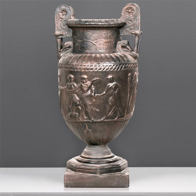 Vase romain - grande sculpture en marbre blanc