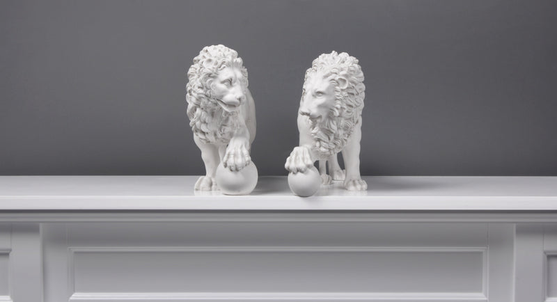 Statue Lions de Médicis en paire - sculpture en marbre