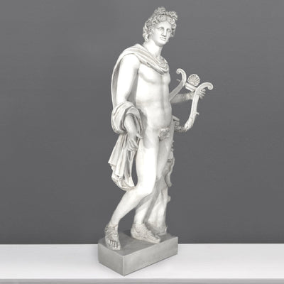 Statue Apollon avec lyre - grande sculpture en marbre blanc