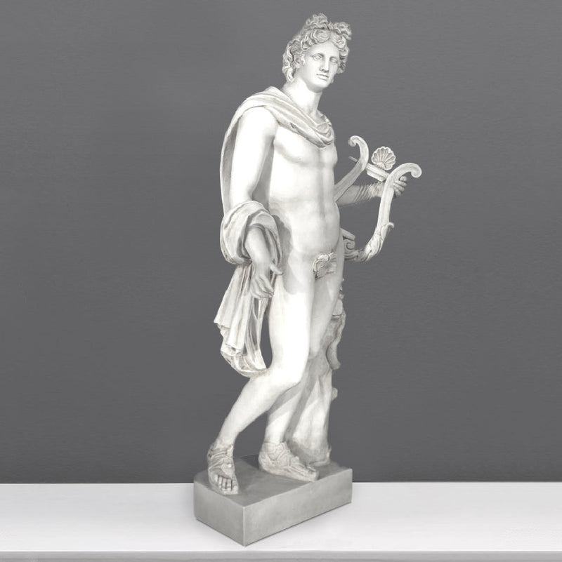 Statue Apollon avec lyre - grande sculpture en marbre blanc