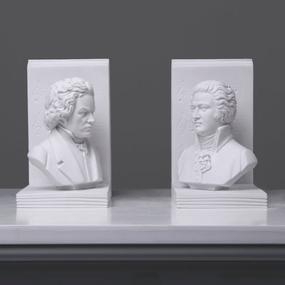 Serre-livre de Beethoven et Mozart en paire - sculpture en marbre