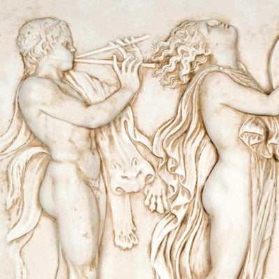 Danse en l'honneur de Dionysos (bas-relief) - grande sculpture en marbre blanc
