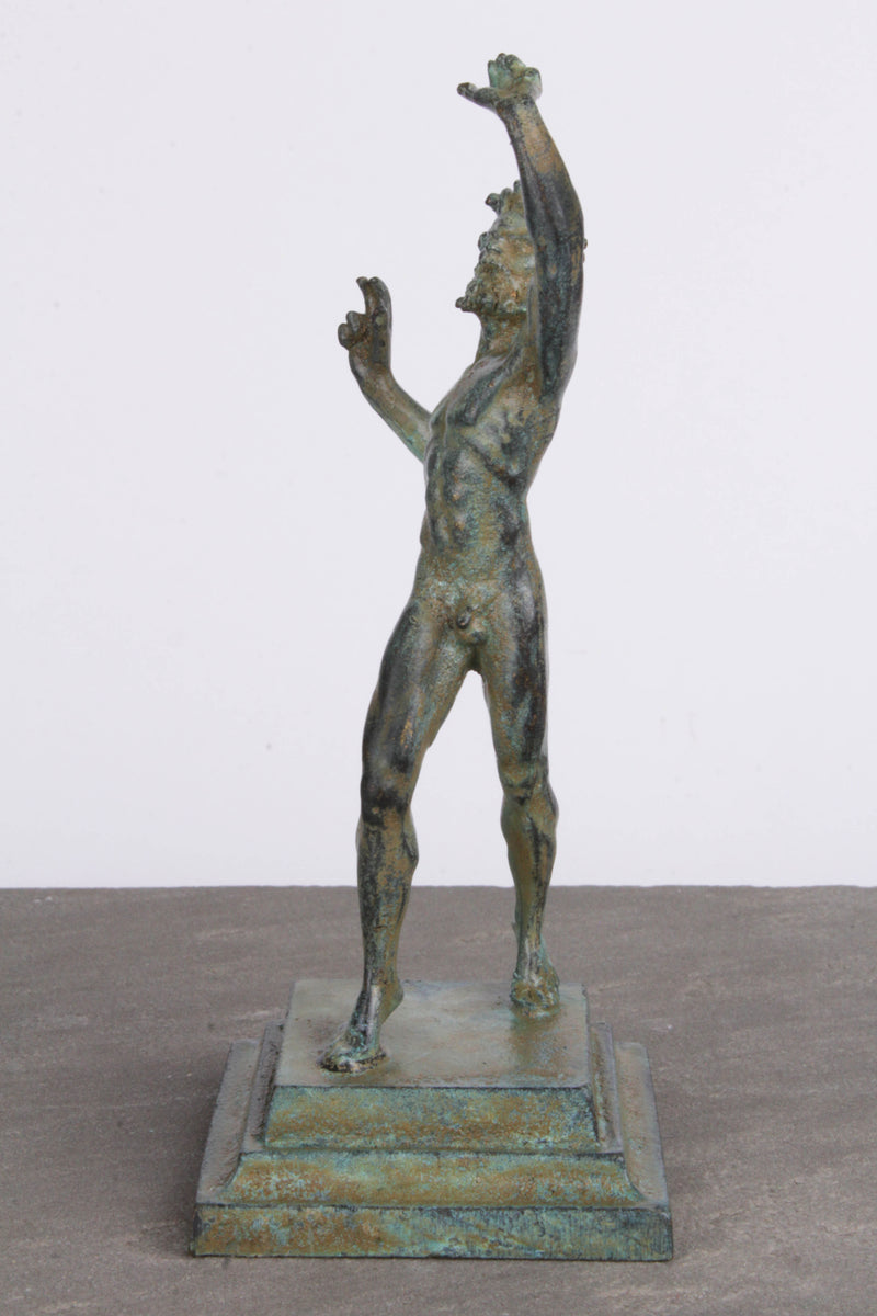 Statuette Faune dansant - sculpture de Pompéi - bronze vert