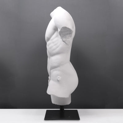 Torse de mâle - grande sculpture en marbre blanc