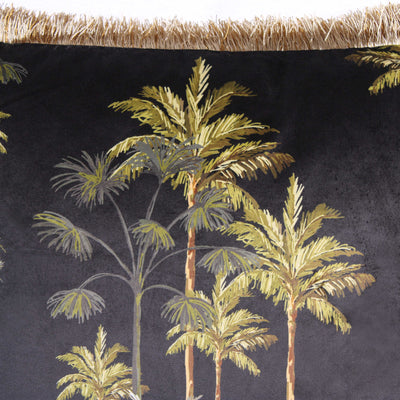 Coussin en velours avec des palmiers (noir) 