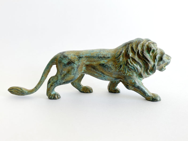 Statuette Lion - bronze vert