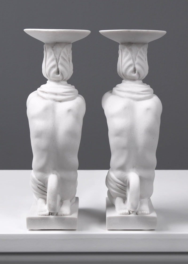Paire de bougeoir - Atlas (petite taille) - sculpture en marbre