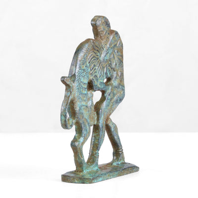 Statuette Hercule - combattant le lion de Némean - bronze vert