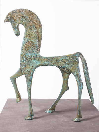 Statuette Cheval grec - bronze vert