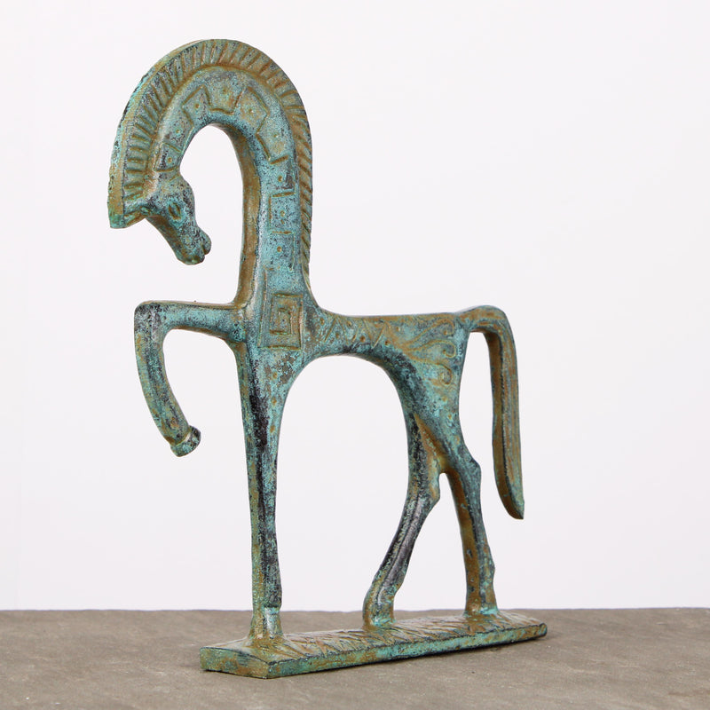 Statue de cheval grec - bronze vert