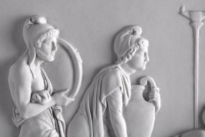 Priam suppliant Achille - bas-relief - sculpture en marbre