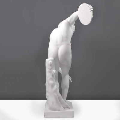 Statue Discobole romain - grande sculpture en marbre blanc