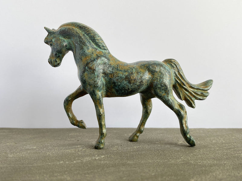 Statuette Cheval - bronze vert