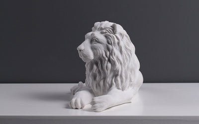 Statue de lion couché - sculpture en marbre
