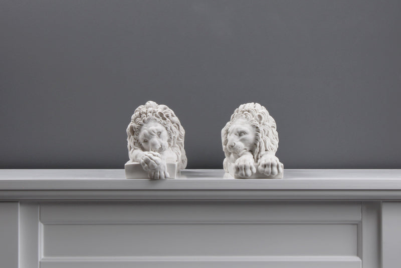 Les Lions de Canova - statues en paire (petite taille) - sculpture en marbre