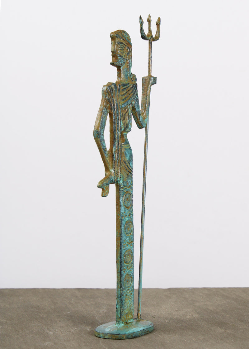Statuette Poséidon - Dieu de la mer - bronze vert