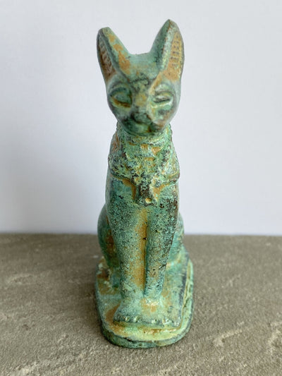 Statue Chat égyptien - déesse Bastet - bronze vert