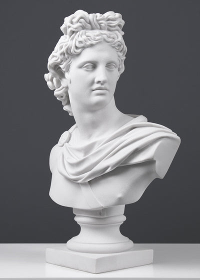 Buste d'Apollon - grande sculpture en marbre blanc