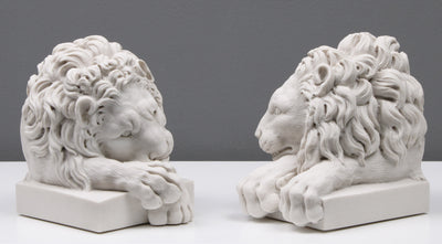 Les Lions de Canova - deux serre-livres (petite taille) - sculpture en marbre