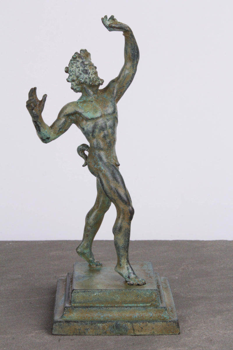 Statuette Faune dansant - sculpture de Pompéi - bronze vert