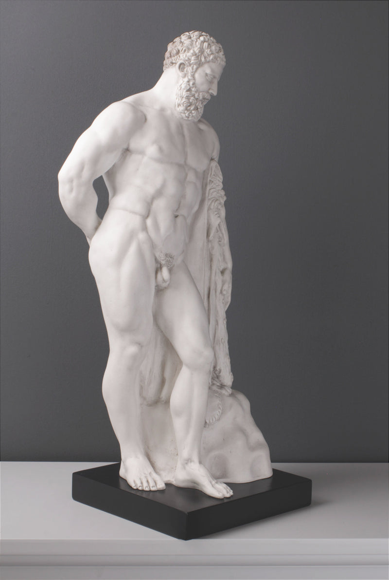 Statue Hercule Farnèse - Socle Noir - sculpture en marbre