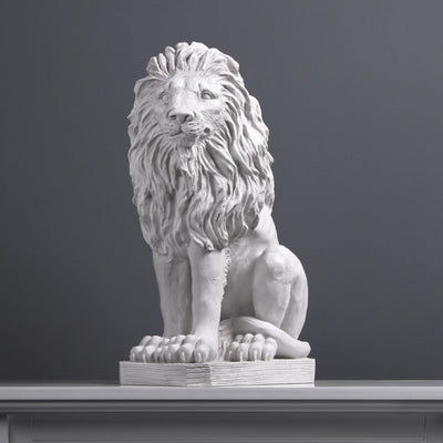 Grande statue Lion assis - sculpture en marbre