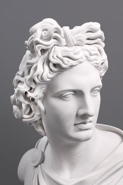 Buste Apollon du Belvédère - grande sculpture en marbre blanc